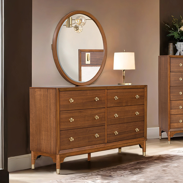 Furniture Of America Hepburne Mid-Century Modern Walnut Dresser Model FM74000WN-D
