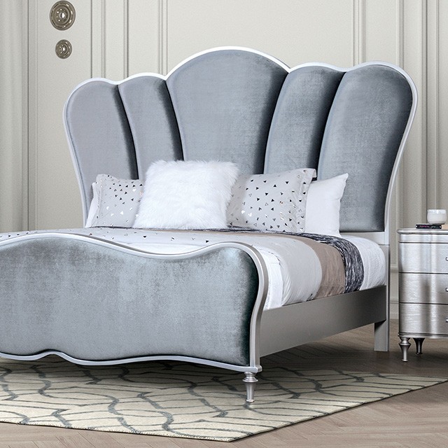 Furniture Of America Melodi Parc Glam Silver Bed Model FM7416SV-Queen Bed