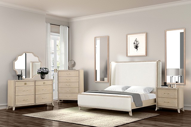 Furniture Of America Candra Transitional Natural Oak Bed Model FM7424AK-Queen Bed