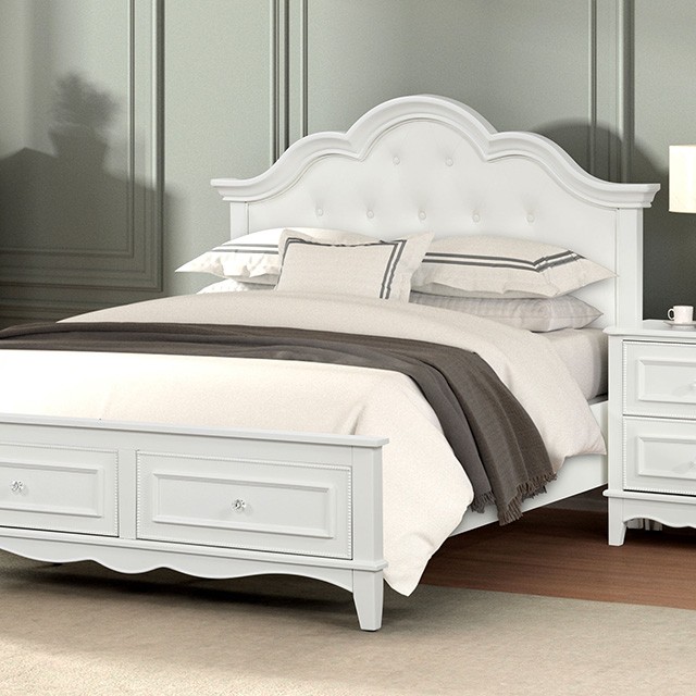 Furniture Of America Naucalpan Traditional White Bed Model FM7456WH-Twin Storage Bed