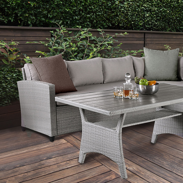 Furniture Of America Kimana Contemporary Gray 3 Pc. Patio Dining Set Model FM80001GG-SET-Sectional