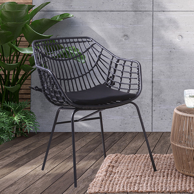 Furniture Of America Livana Contemporary Black Outdoor Chair (2/Ctn) Model FM80002BB-CH-2PK