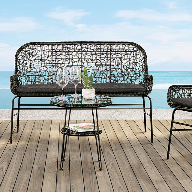 Furniture Of America Zalika Contemporary Black 4 Pc. Conversation Set Model FM80010BK-T-4PC-BN-BENCH