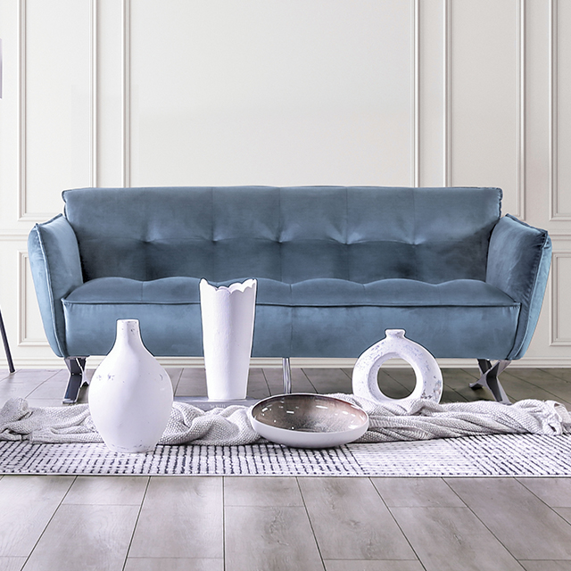 Furniture Of America Civellutino Contemporary Light Blue Sofa Model FM90004-SF-PK
