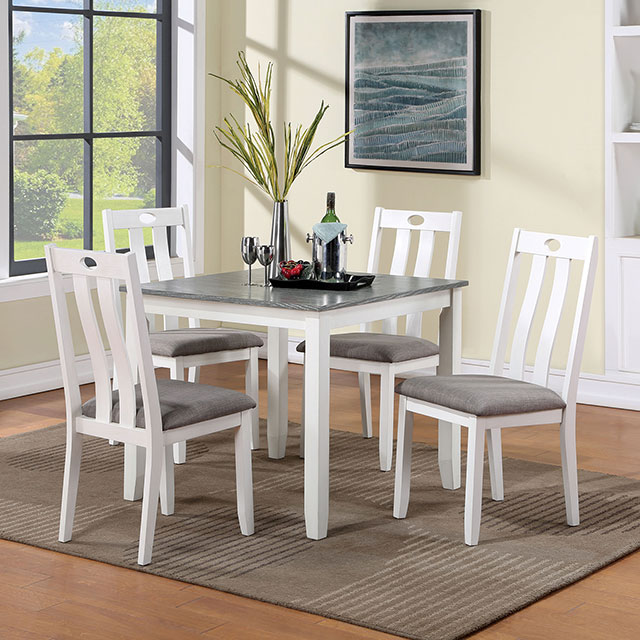 Furniture Of America Dunseith Transitional White/Gray 5 Pc. Dining Set Model FOA3388T-5PK-CHAIR