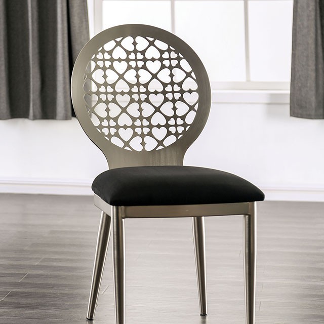 Furniture Of America Abner Contemporary Silver/Black Side Chair (2/Ctn) Model FOA3743SC-2PK
