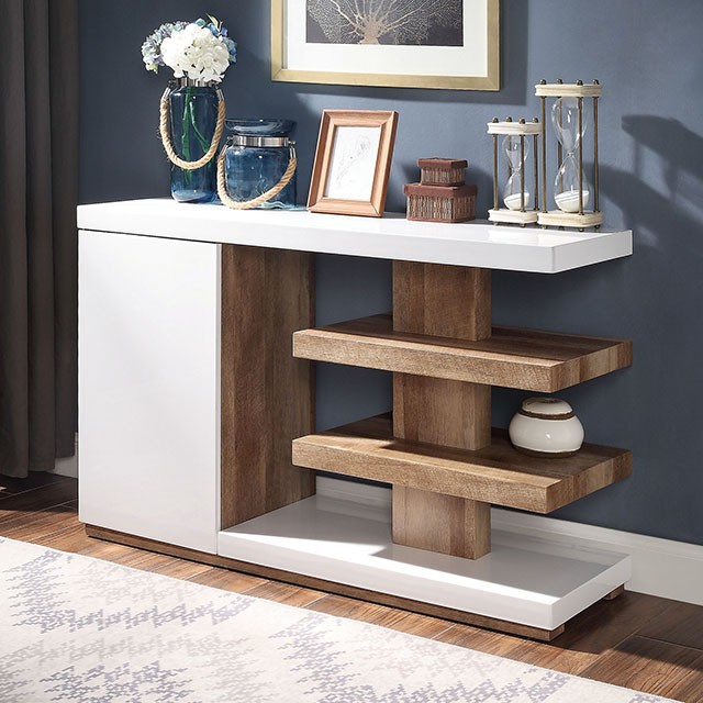 Furniture Of America Moa Contemporary White/Natural Tone Sofa Table Model FOA4495S