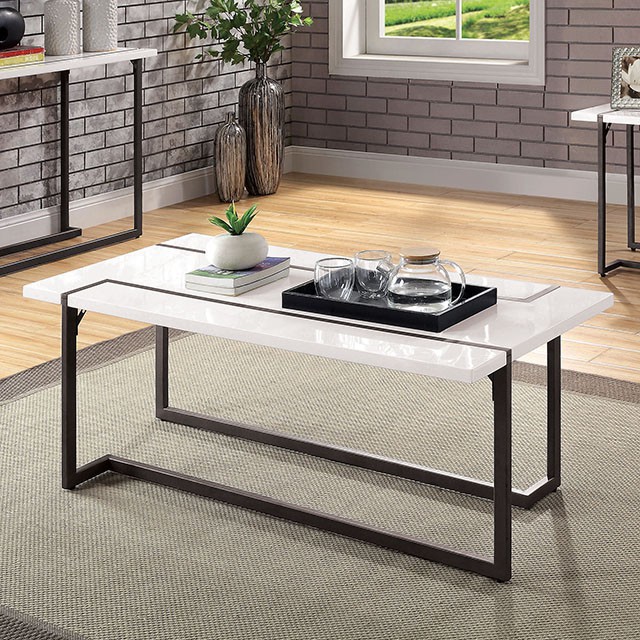 Furniture Of America Izar Contemporary White/Gun Metal Coffee Table Model FOA4799C-TABLE