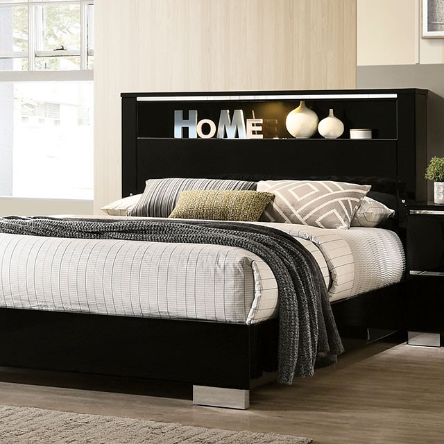 Furniture Of America Carlie Contemporary Black Bed Model FOA7039-Queen Bed