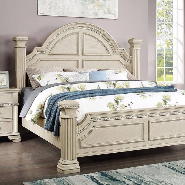 Furniture Of America Pamphilos Traditional Antique White Bed Model FOA7144WH-Queen Bed