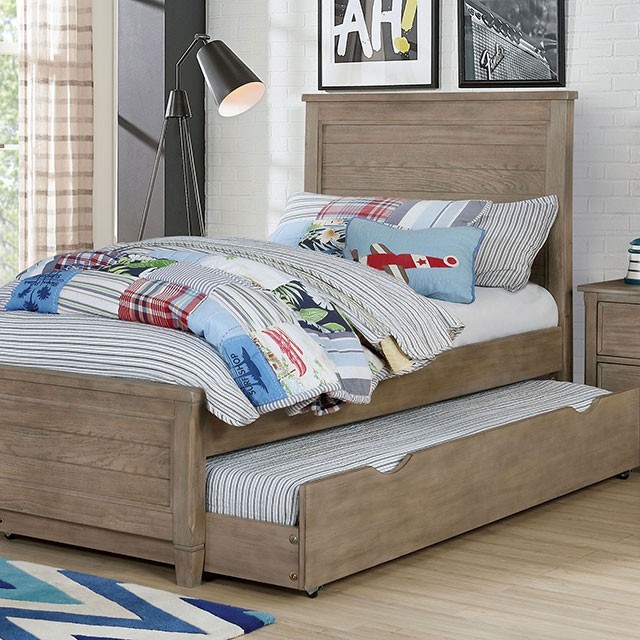Furniture Of America Vevey Transitional Wire-Brushed Warm Gray Bed Model FOA7175-Twin Bed