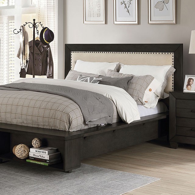 Furniture Of America Sligo Transitional Dark Gray/Beige Bed Model FOA7893-Queen Bed