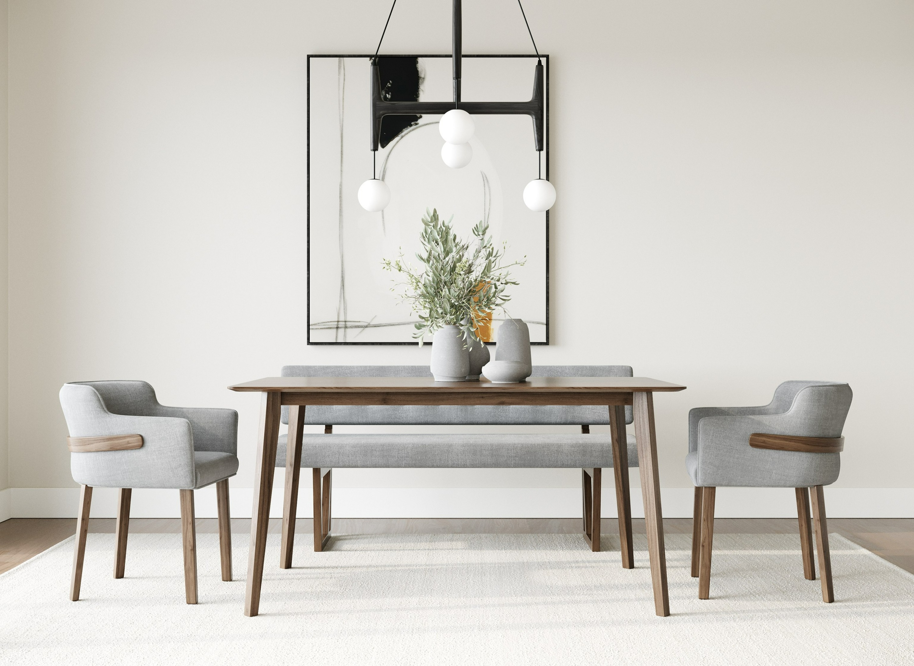 LA Furniture Castillo + Jordan Modern Grey Fabric + Walnut 4-Piece Dining Set VGMA-MIT-5303-4PC-SET Contemporary Style by Vig Furnitrue Number 85699 Catch Home Goods