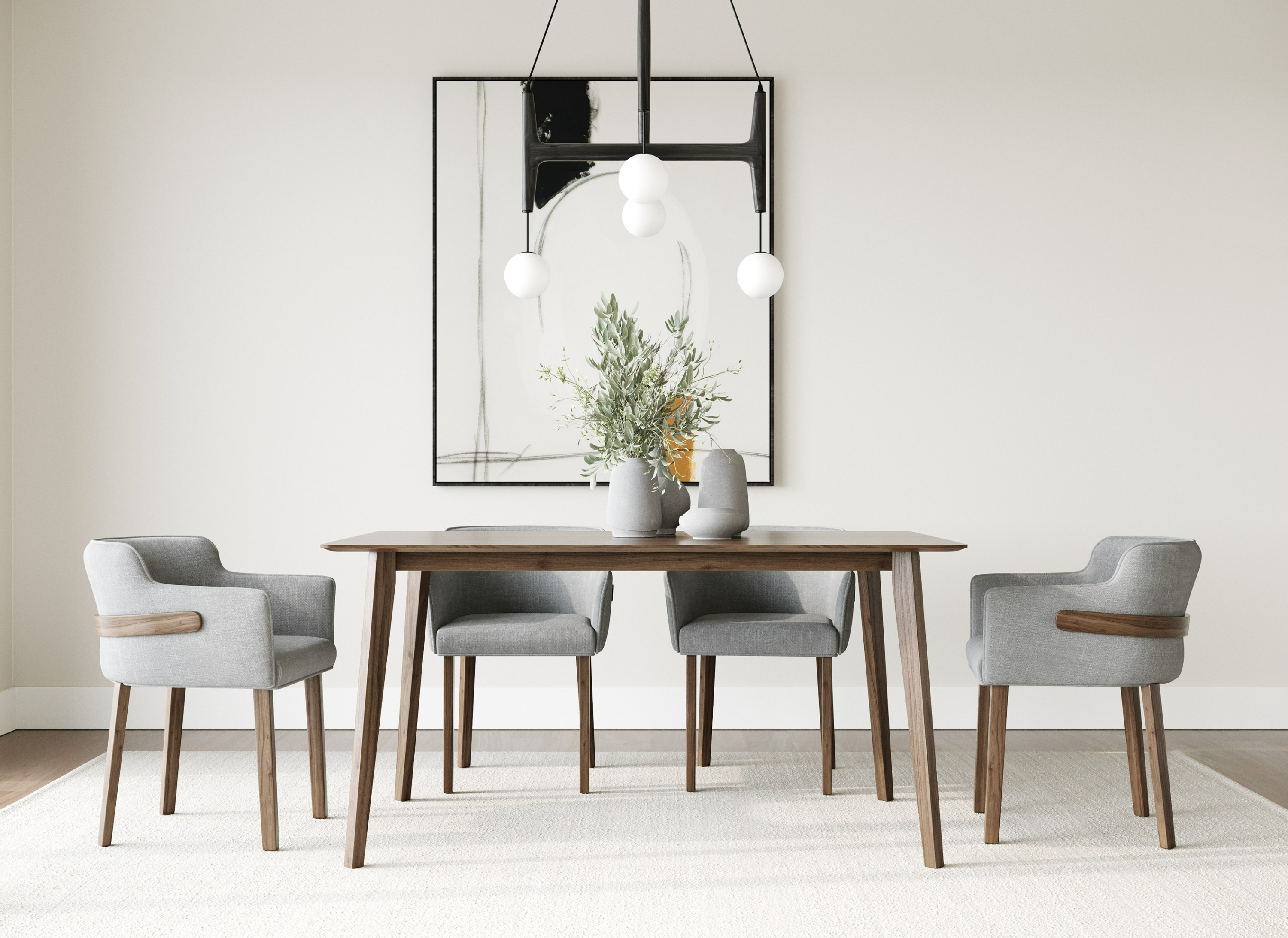 LA Furniture Castillo + Jordan Modern Grey Fabric + Walnut 5-Piece Dining Set VGMA-MIT-5303-5PC-SET Contemporary Style by Vig Furnitrue Number 85702 Catch Home Goods
