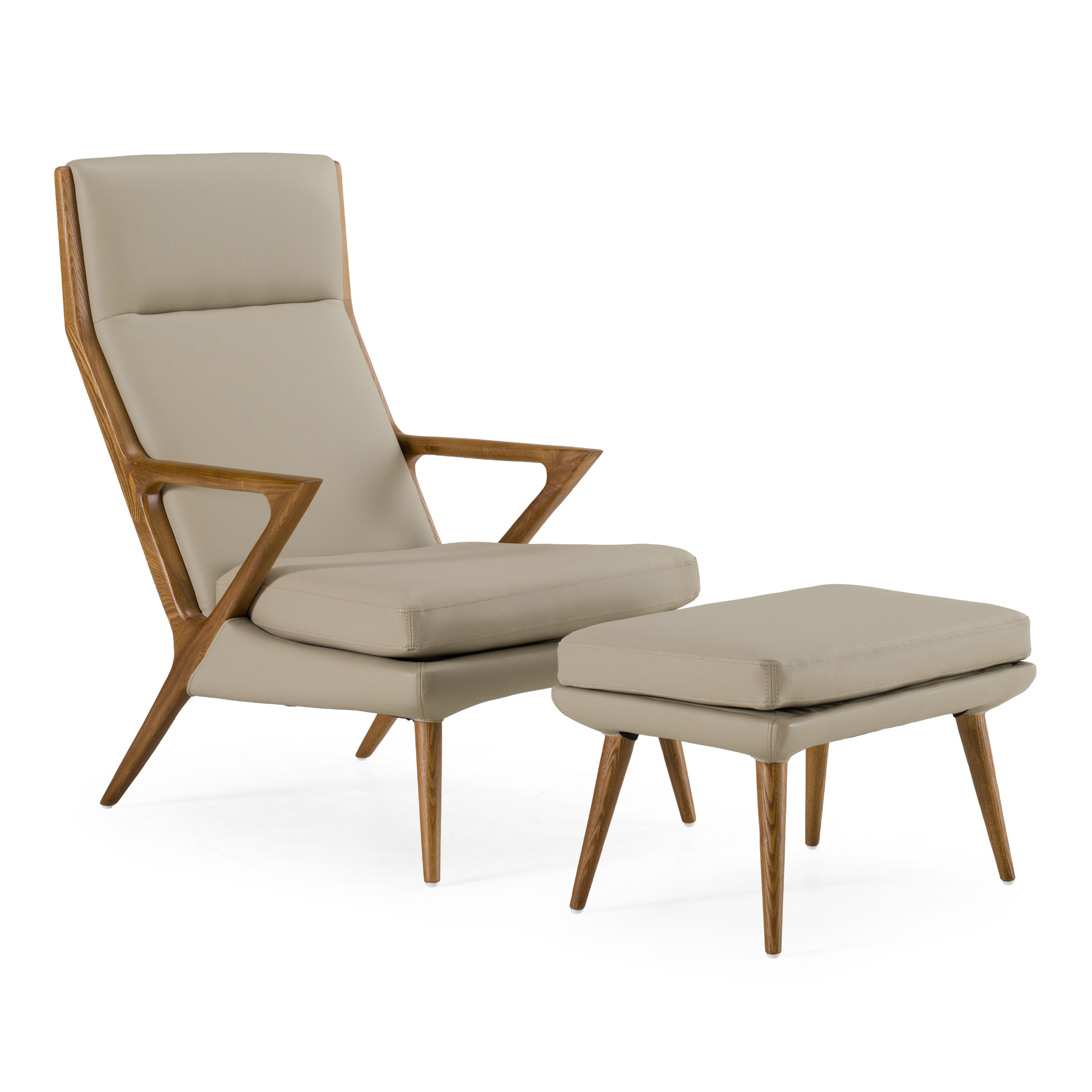 LA Furniture Fulton Modern Beige Lounge Chair & Ottoman VGCSLC-17050-BG-CH Contemporary Style by Vig Furnitrue Number 78614 Catch Home Goods