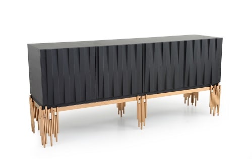 LA Furniture Token Modern Black & Rosegold Buffet VGVCG816 Contemporary Style by Vig Furnitrue Number 73211 Catch Home Goods