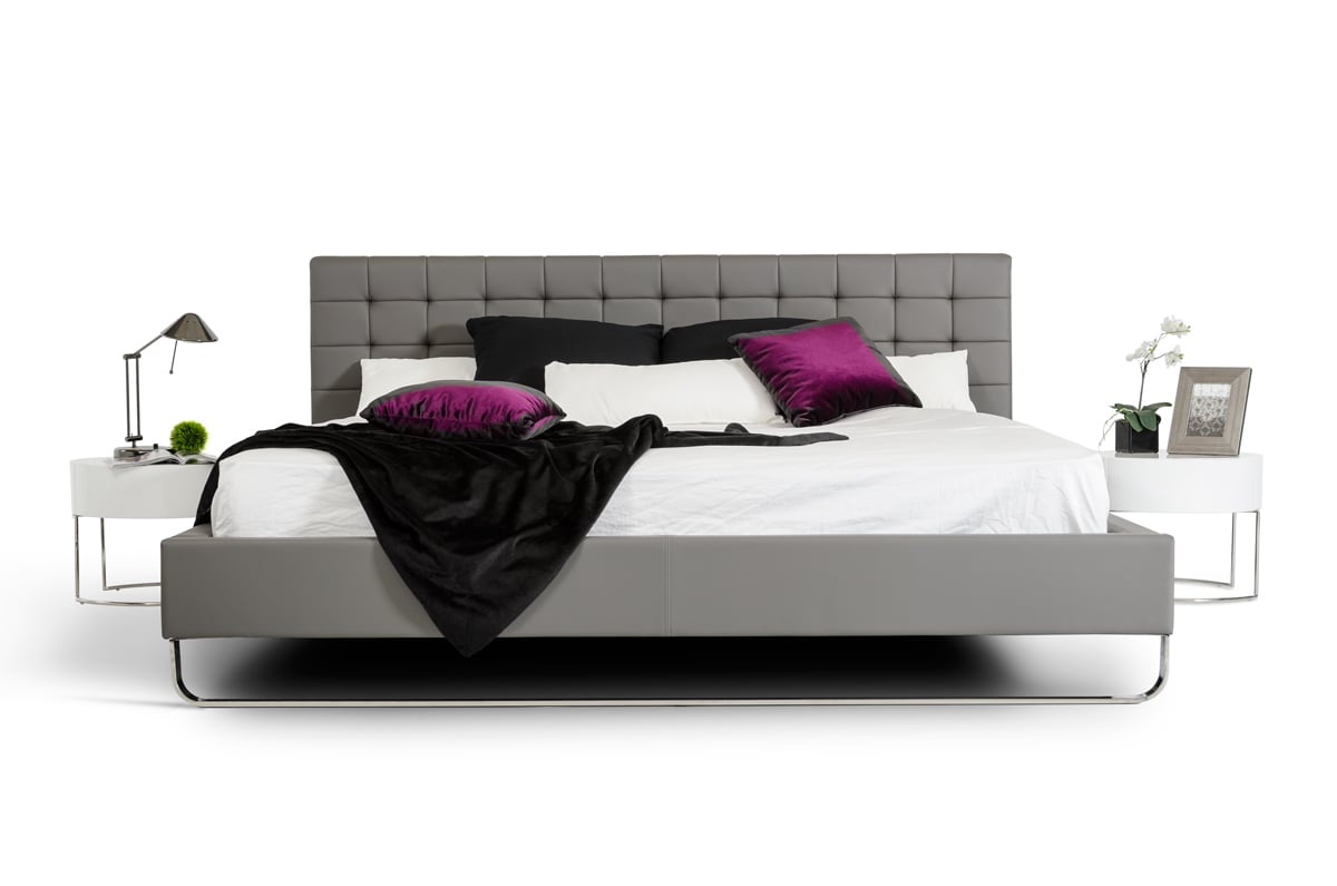 LA Furniture Eastern King Gemma Modern Grey Leatherette Bed VGJY239B-T-GRY-EK Contemporary Style by Vig Furnitrue Number 16238 Catch Home Goods