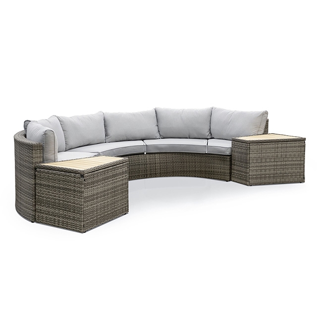 Furniture Of America Barbuda Contemporary Gray/Natural 6 Pc. Sectional Sofa W/ 2 End Tables Model GM-1046-5PK-End Table