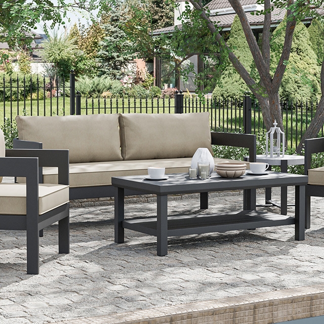 Furniture Of America Lotus Contemporary Black/Light Brown Sofa & Coffee Table Set Model GM-1049BK-2PK-Table