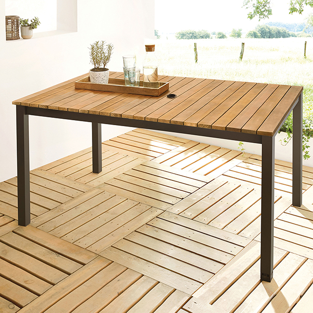 Furniture Of America Mackay Contemporary Gun Metal/Natural Patio Dining Table Model GM-2004