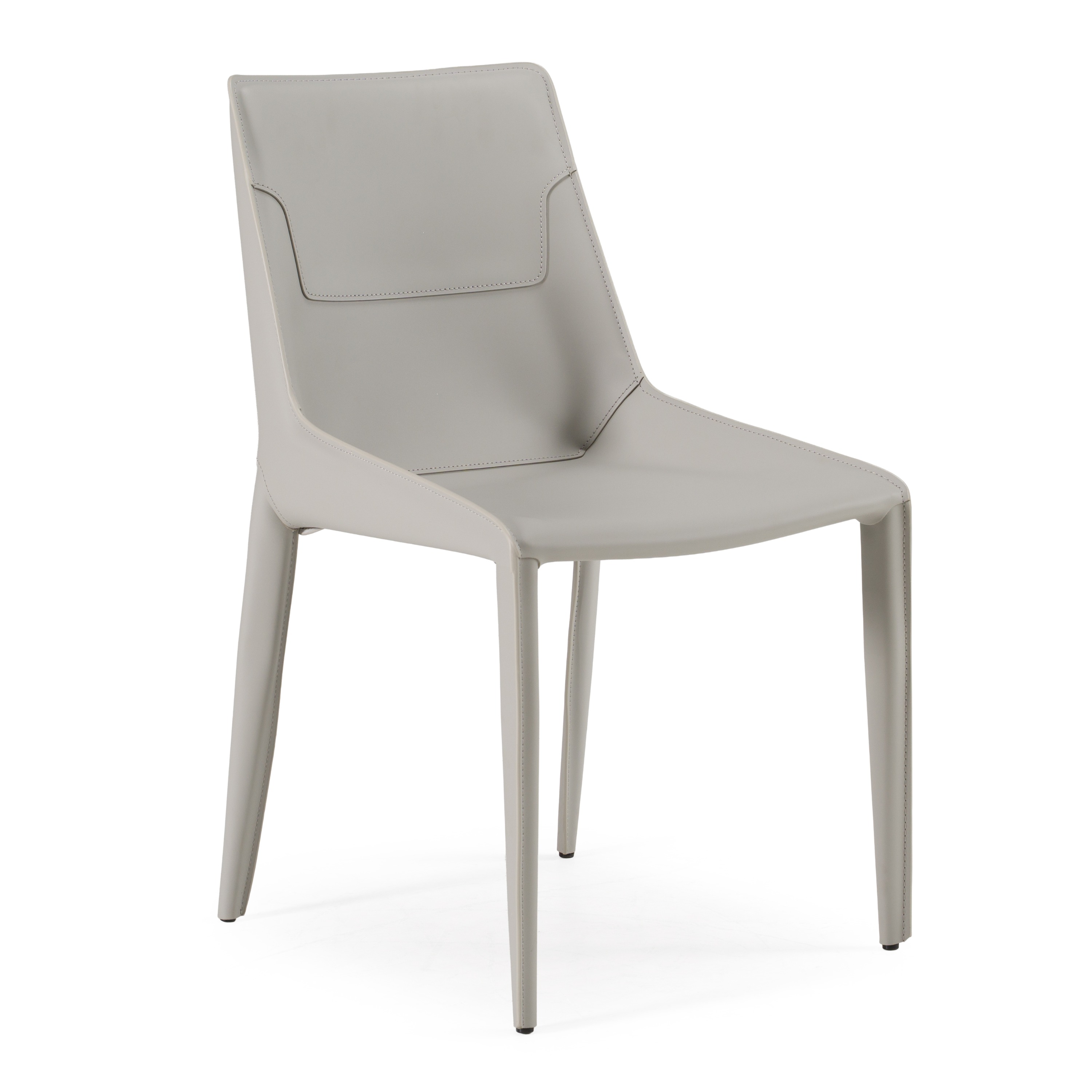 LA Furniture Halo Modern Light Grey Saddle Leather Dining Chair (Set of 2) VGYF-DC1113-LTGR-DC Contemporary Style by Vig Furnitrue Number 79931Z Catch Home Goods