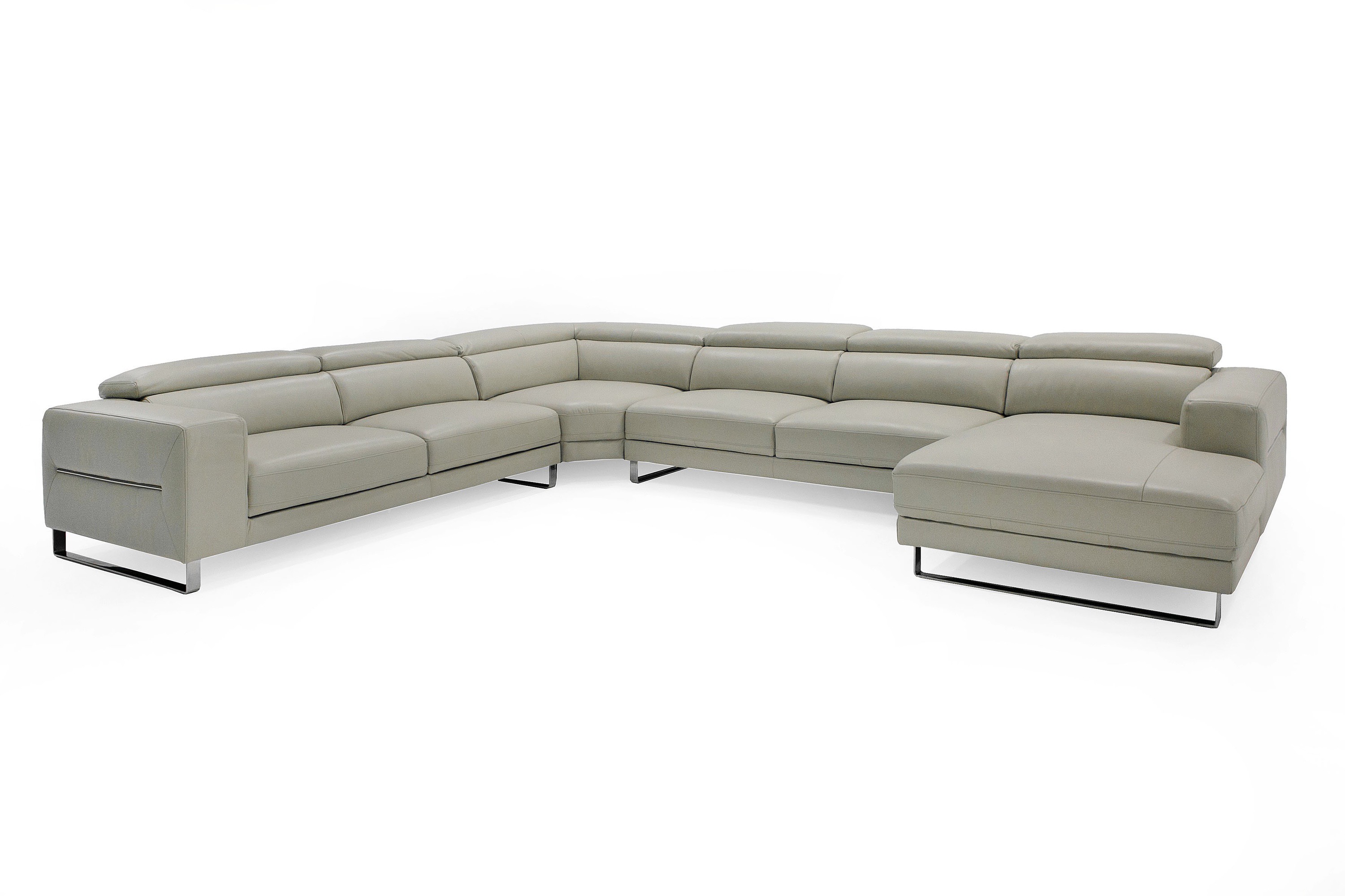LA Furniture Hawkey Contemporary Light Grey Leather RAF Chaise Sectional Sofa VGKK-KF1066-LG Contemporary Style by Vig Furnitrue Number 80404 Catch Home Goods
