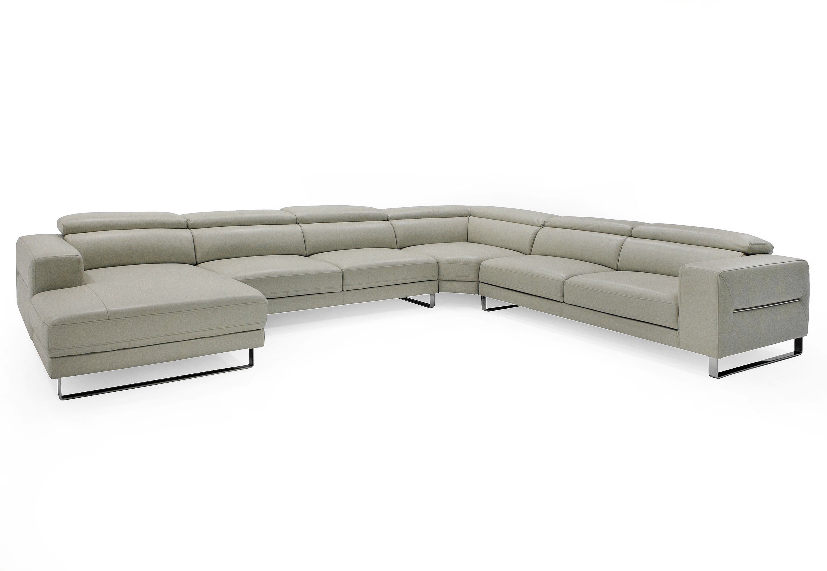 LA Furniture Hawkey Contemporary Light Grey Leather LAF Chaise Sectional Sofa VGKK-KF1066-LG-LAF Contemporary Style by Vig Furnitrue Number 80405 Catch Home Goods