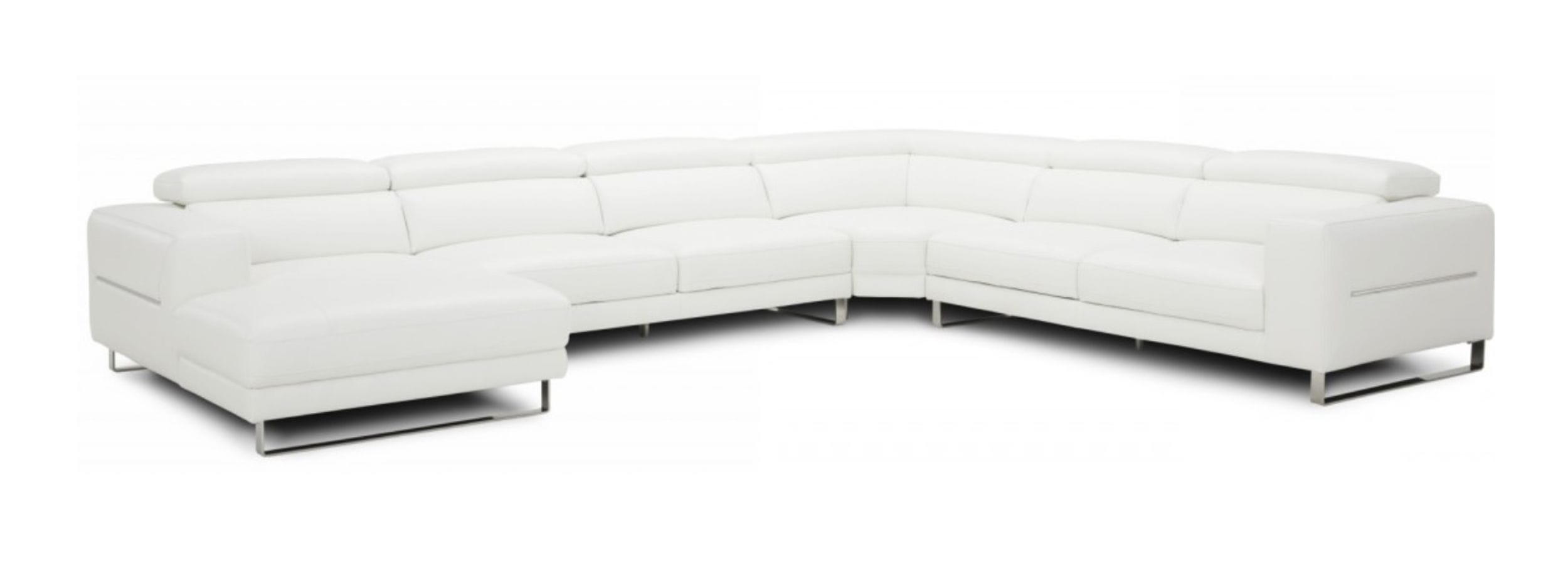 LA Furniture Hawkey Contemporary White Full Leather U Shaped Left Facing Sectional Sofa VGKKKF1066-LAF-WHT Contemporary Style by Vig Furnitrue Number 78187|80409 Catch Home Goods