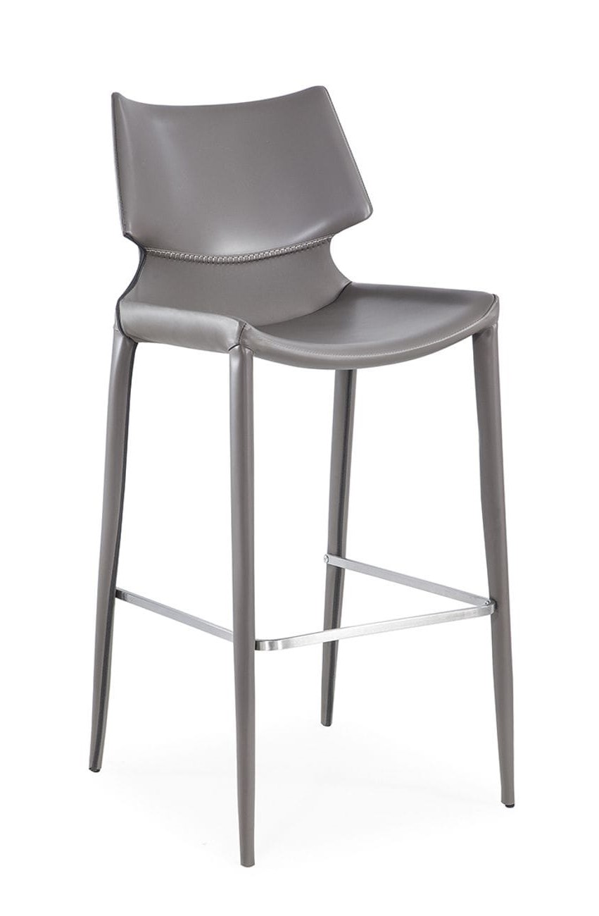 LA Furniture Hayes Modern Grey Eco-Leather Bar Stool (Set of 2) VGHR5408B-GRY Contemporary Style by Vig Furnitrue Number 77225Z Catch Home Goods