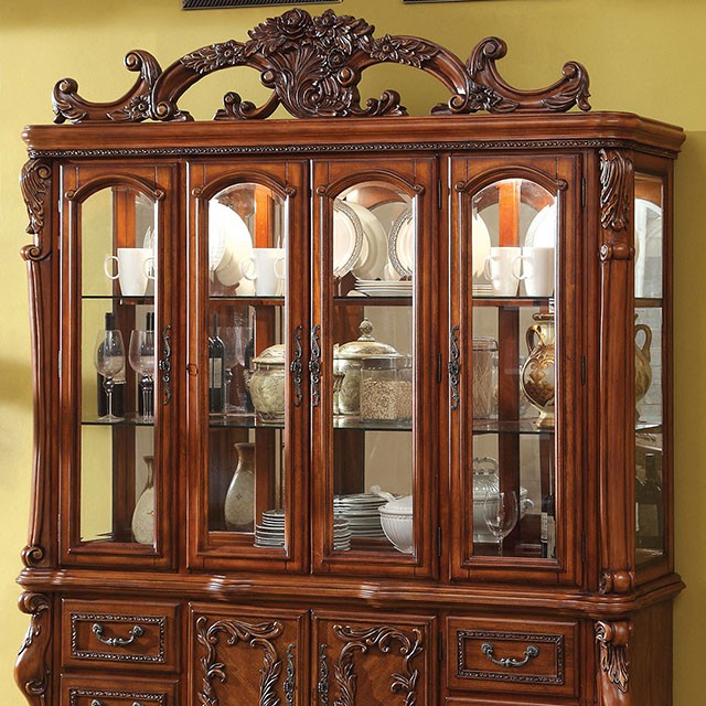 Furniture Of America Medieve Traditional Antique Oak Hutch Buffet Model CM3557HB-SET