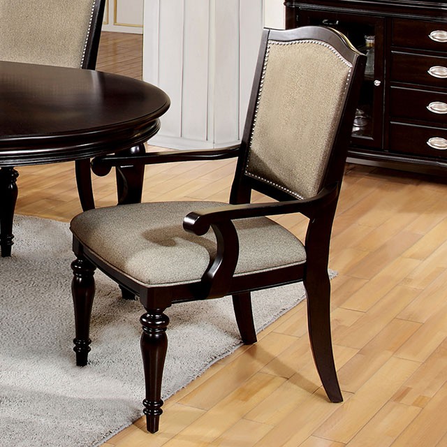 Furniture Of America Harrington Transitional Dark Walnut/Tan Arm Chair (2/Box) Model CM3970AC-2PK