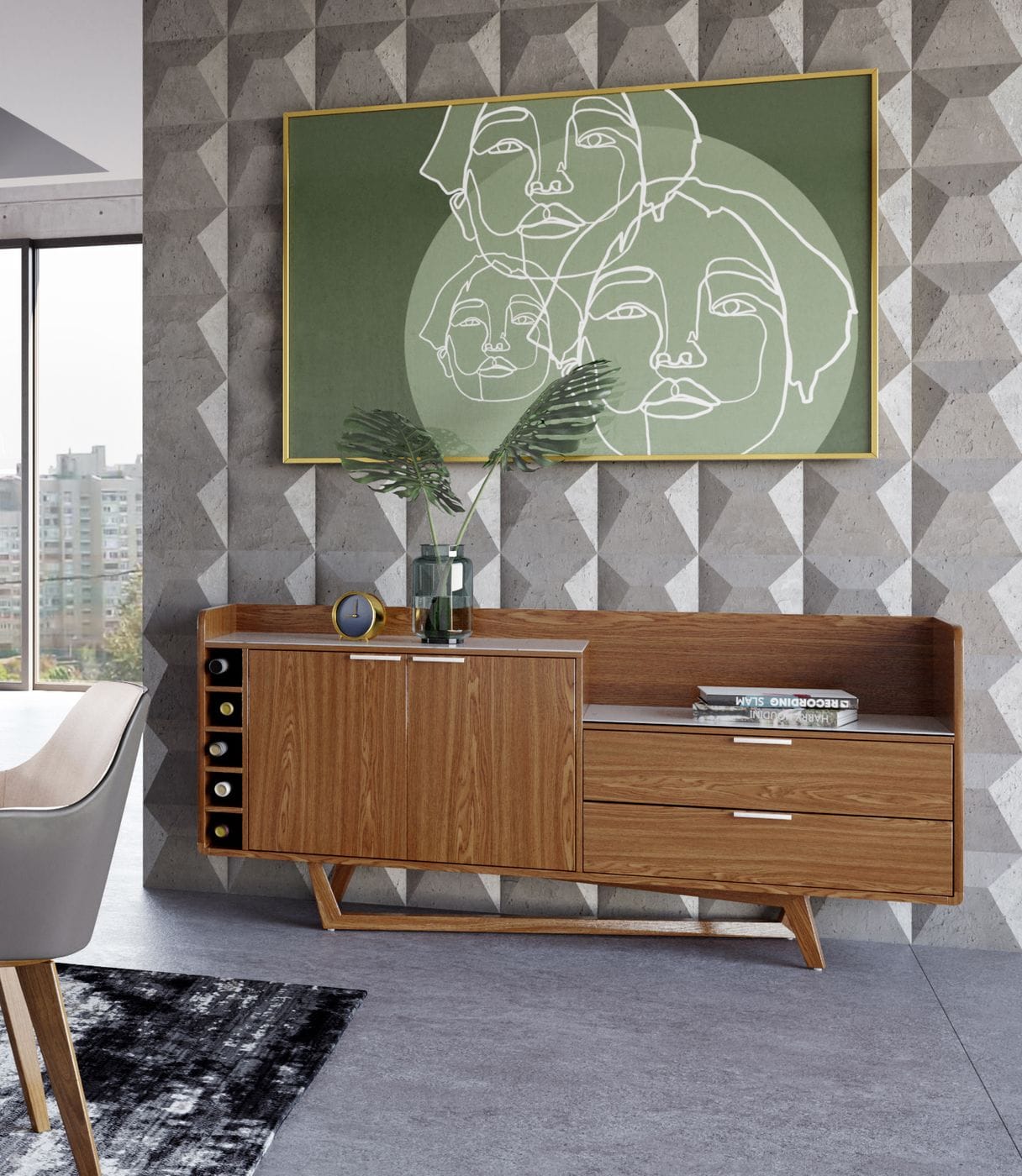 LA Furniture James Contemporary Walnut & White Buffet VGCSSB-19078-WAL-BUF Contemporary Style by Vig Furnitrue Number 77326 Catch Home Goods