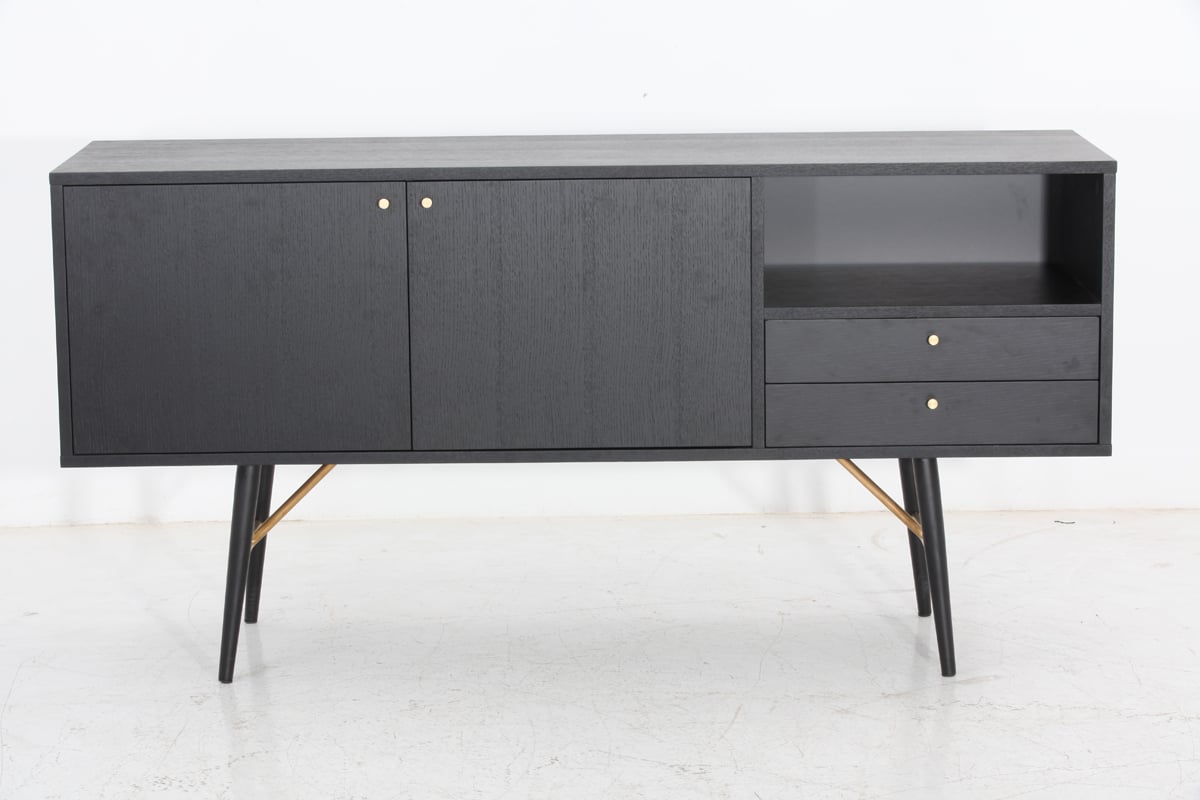 LA Furniture Billy Modern Black Oak & Gold Buffet VGDWJ9580-1 Contemporary Style by Vig Furnitrue Number 74859 Catch Home Goods