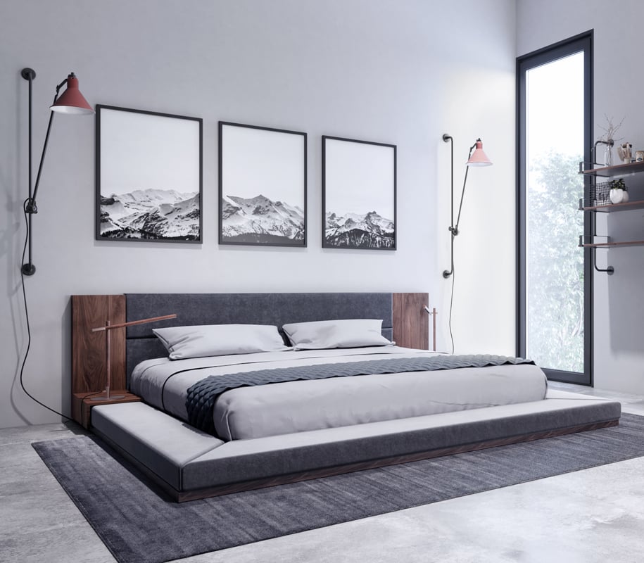 LA Furniture Eastern King Jagger Modern Dark Grey & Walnut Bed VGMABR-55-BED-EK Contemporary Style by Vig Furnitrue Number 78259 Catch Home Goods