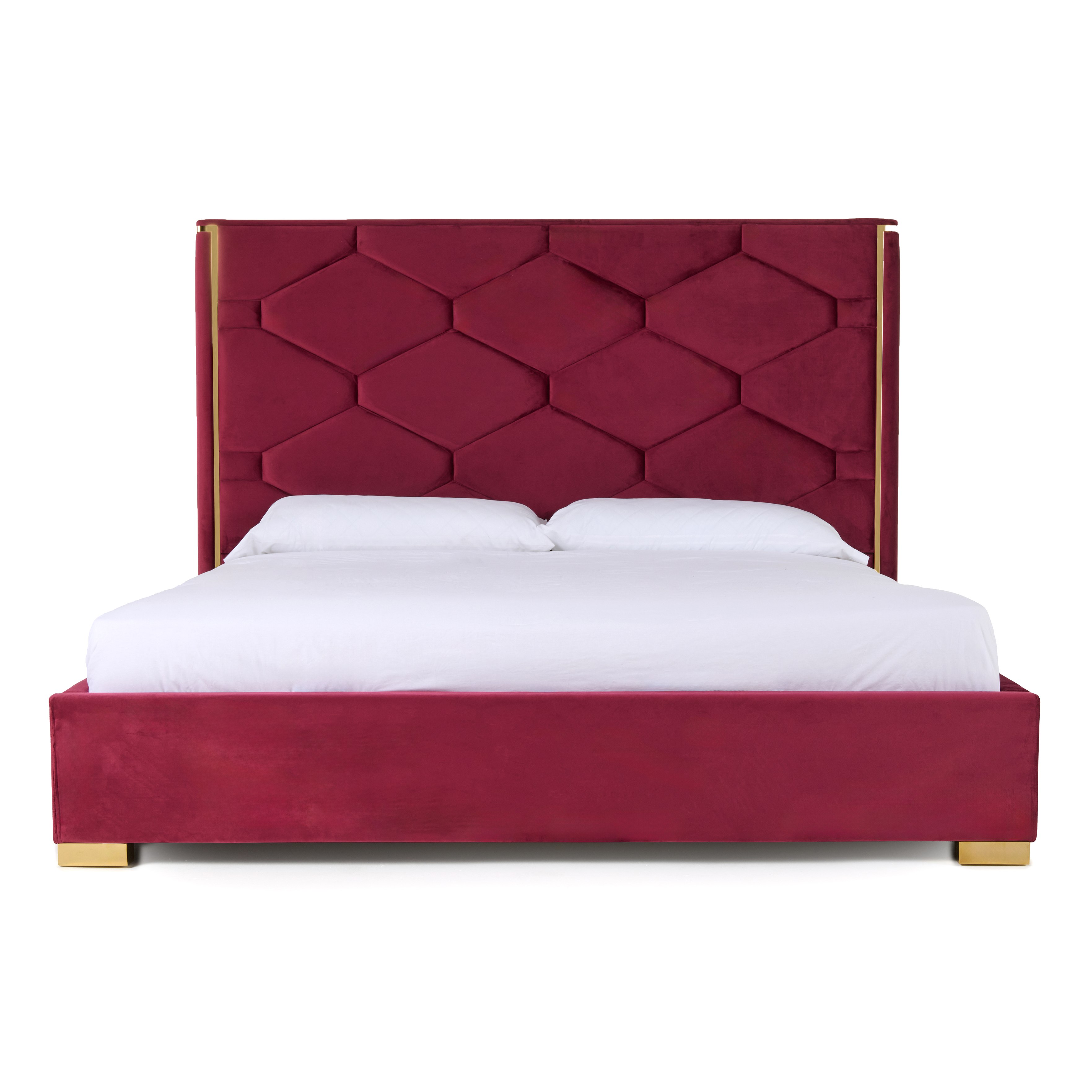 LA Furniture Eastern King Janet Modern Red Velvet + Gold Bed VGVC-BD1820-BED-EK Contemporary Style by Vig Furnitrue Number 75451 Catch Home Goods