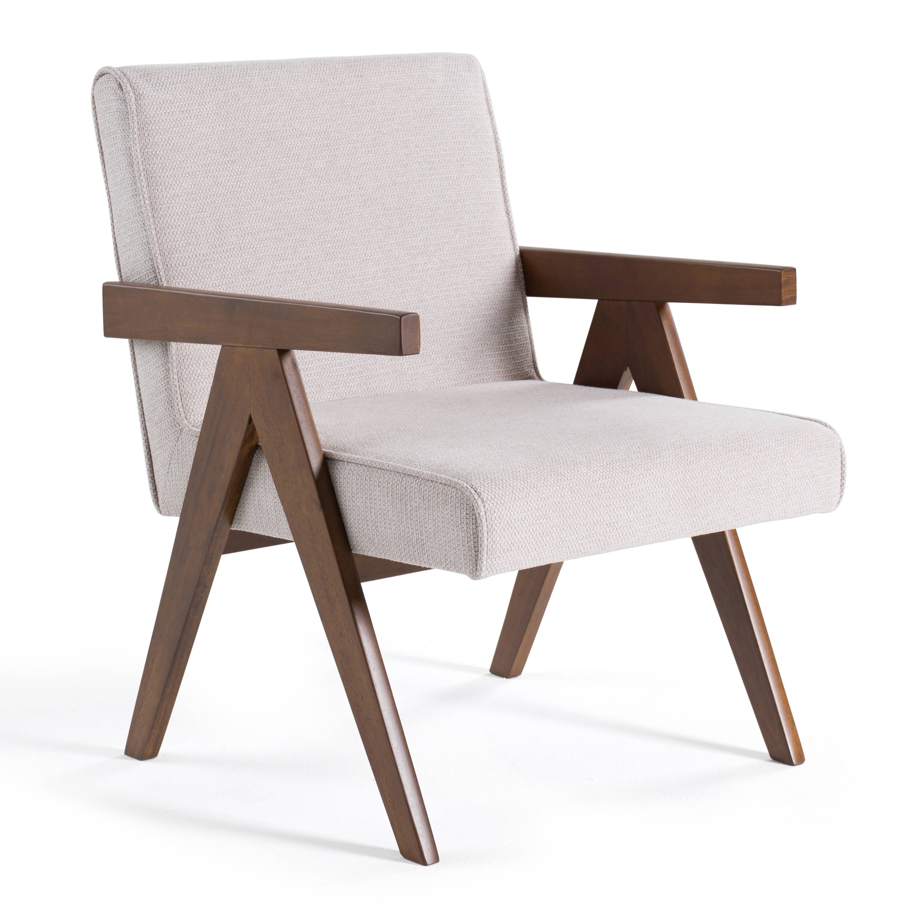 LA Furniture Joseline Modern Beige Fabric + Walnut Accent Chair (Set of 2) VGMA-MI-1283-BGE Contemporary Style by Vig Furnitrue Number 82629Z Catch Home Goods