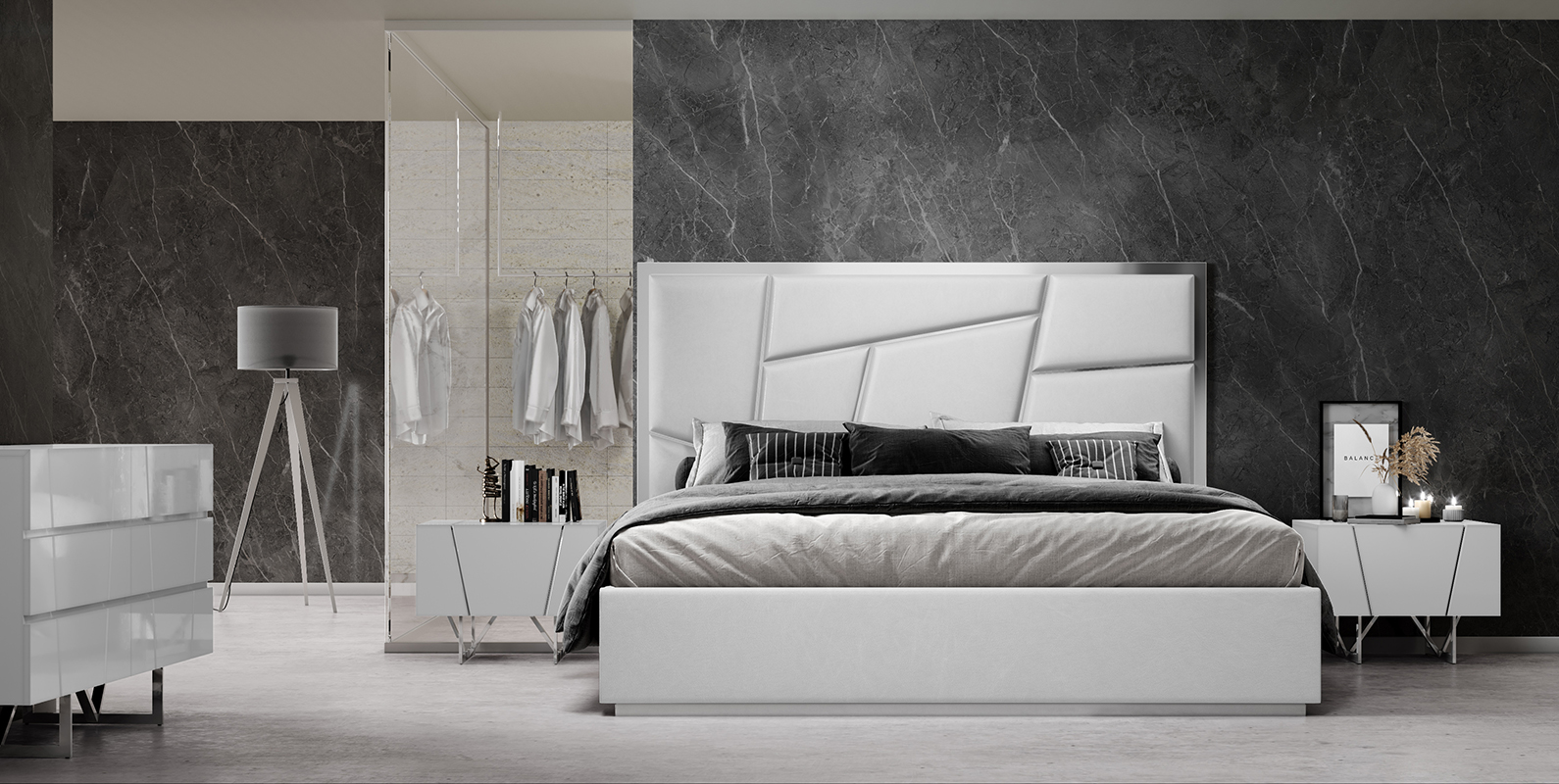 LA Furniture Queen Chrysler Modern White 4-Piece Bedroom Set VGVCBD8978-4PCSET-WHT-Q Contemporary Style by Vig Furnitrue Number 85651 Catch Home Goods
