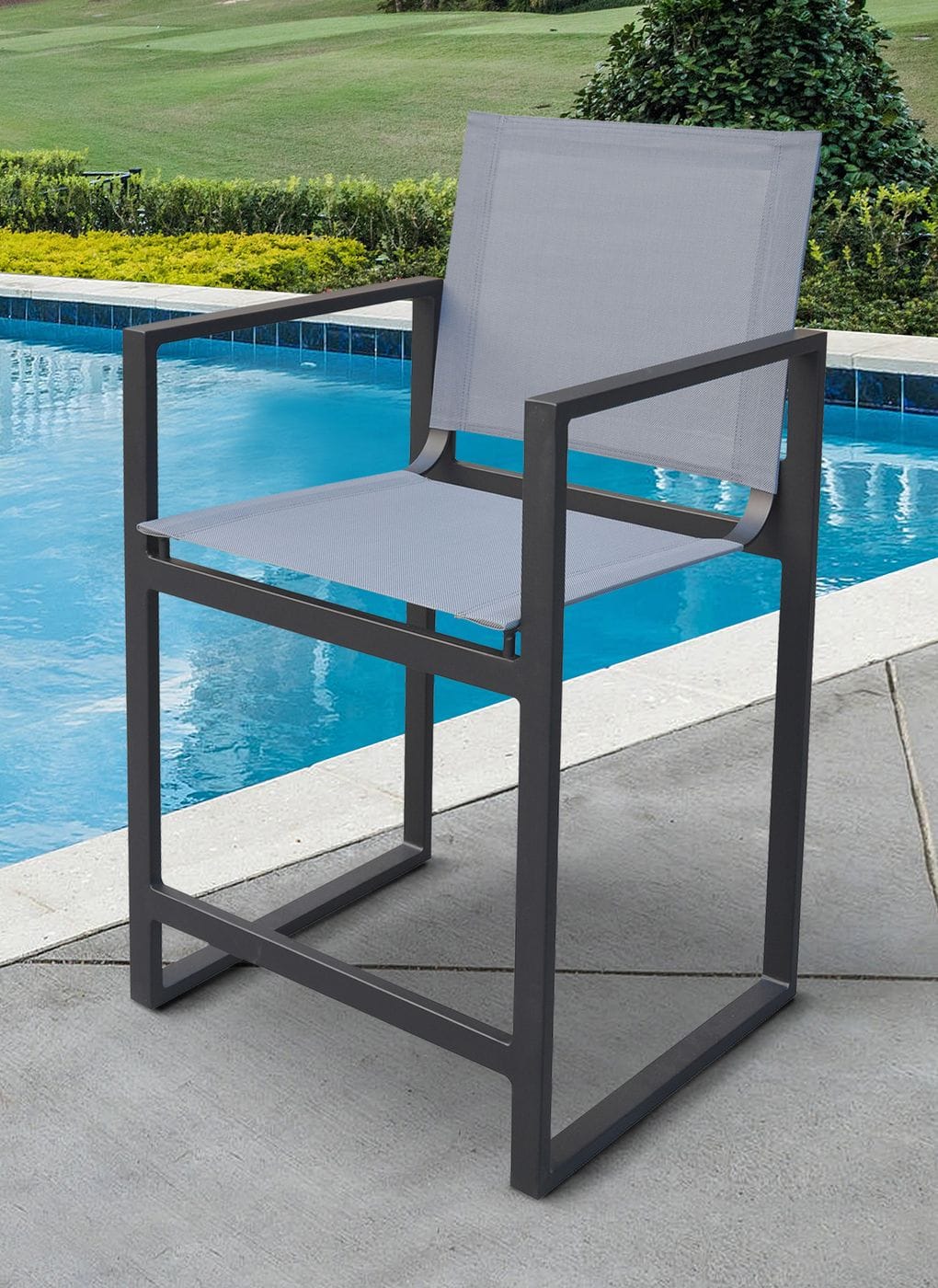 LA Furniture Kayak Modern Dark Charcoal Outdoor Counter Stool VGGERH-AGEAN-BS-CTR-GRY-1 Contemporary Style by Vig Furnitrue Number 77685 Catch Home Goods