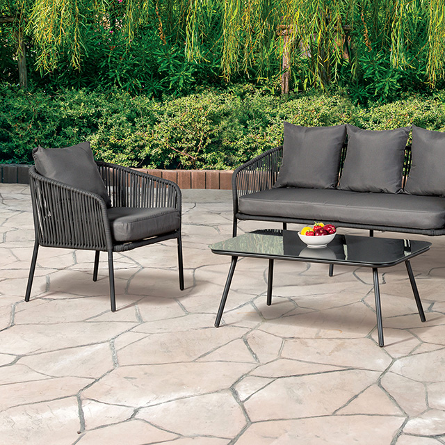 Furniture Of America Myesha Contemporary Dark Gray/Light Gray 4 Pc. Conversation Set Model LA-A019LG-4PK-BENCH