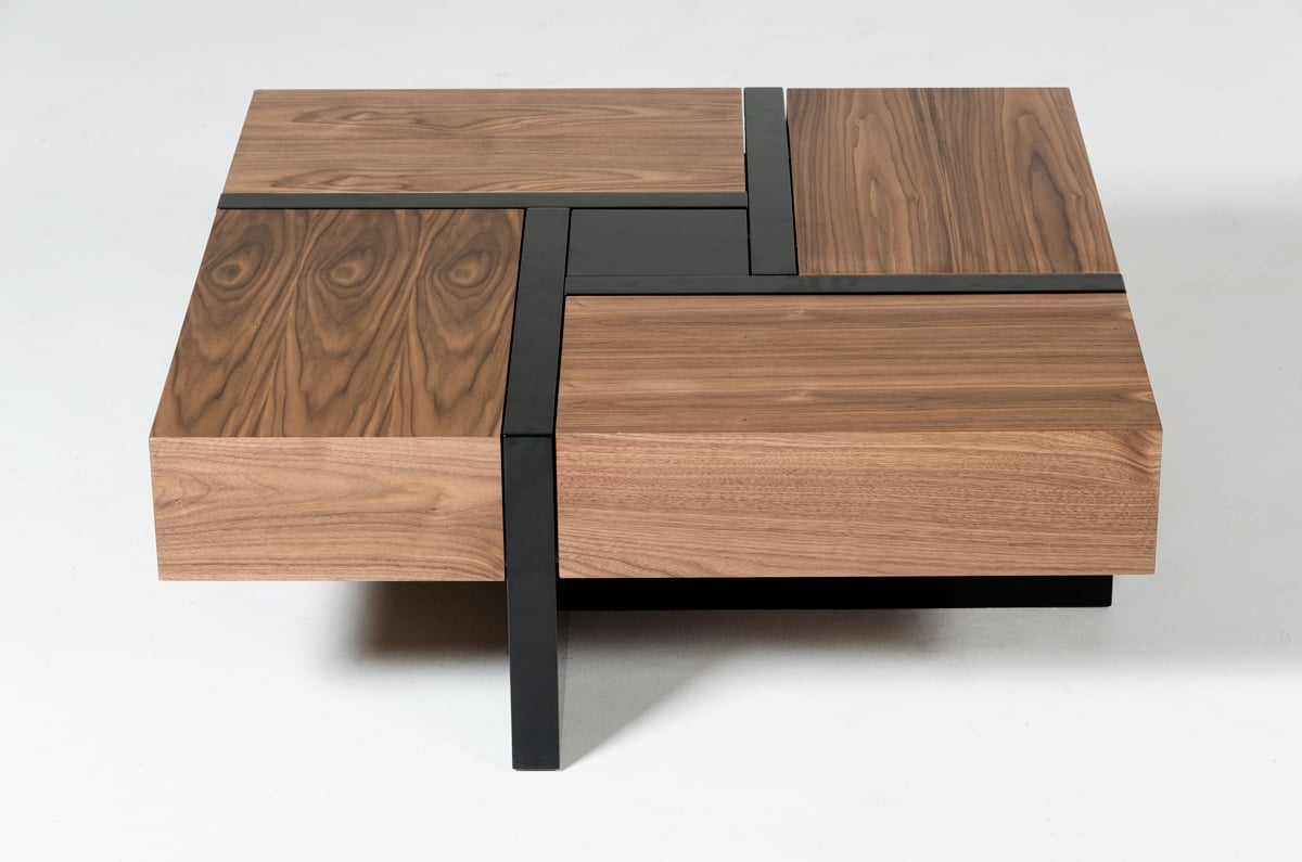 LA Furniture Makai Modern Walnut & Black Square Coffee Table VGBBLE624E Contemporary Style by Vig Furnitrue Number 73202A Catch Home Goods