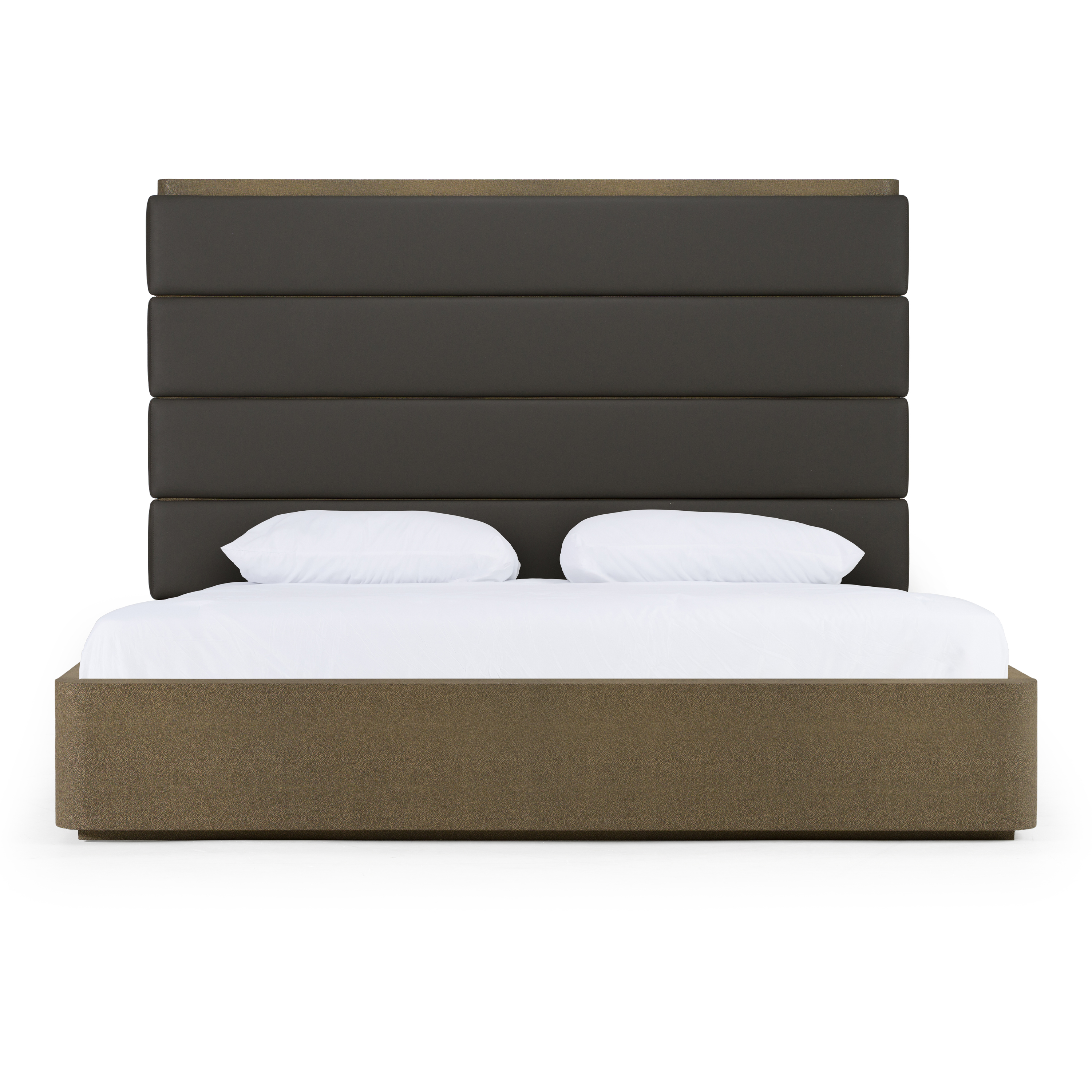 LA Furniture Eastern King Lois Modern Grey Leather & Beige Shagreen Bed VGVC-BD2408-BED-EK Contemporary Style by Vig Furnitrue Number 82457 Catch Home Goods