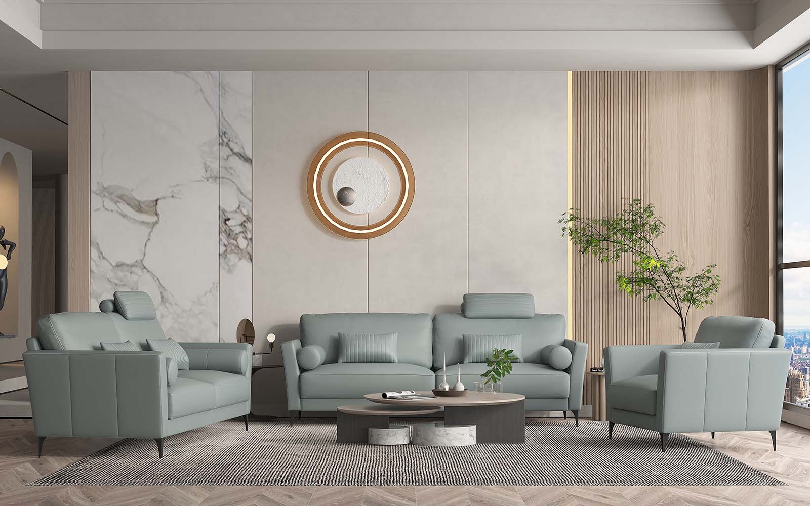 Acme Tussio Loveseat with 5 Pillows Model LV00947