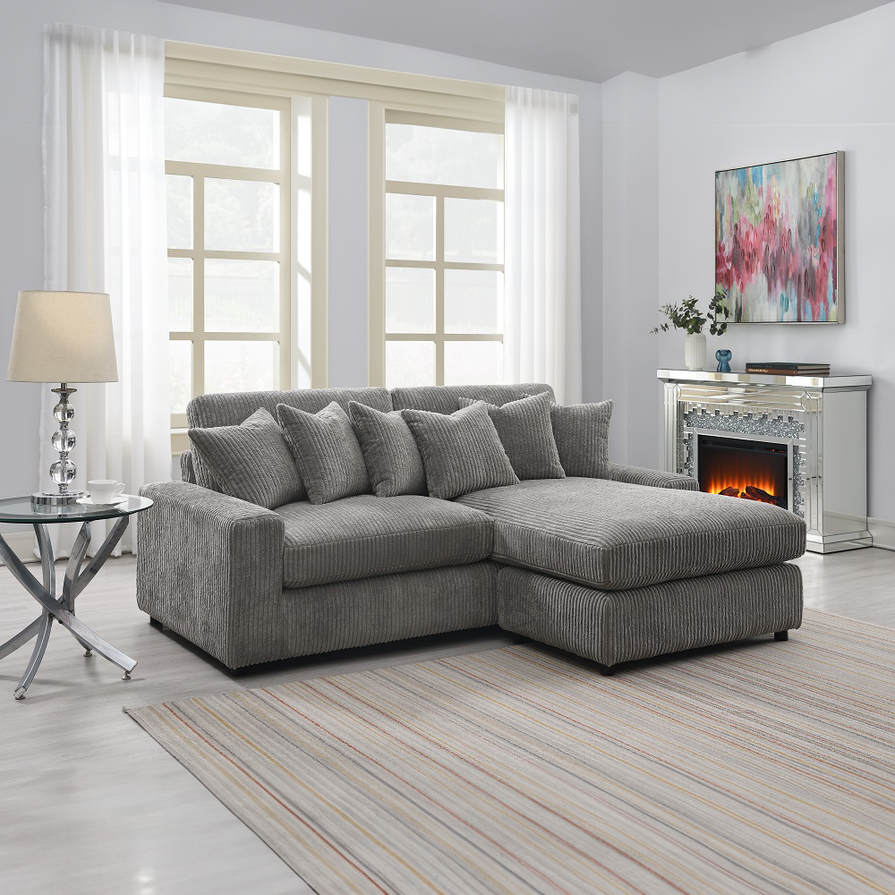 Acme Tavia Reversible Sectional Sofa with 6 Pillows Model LV01882