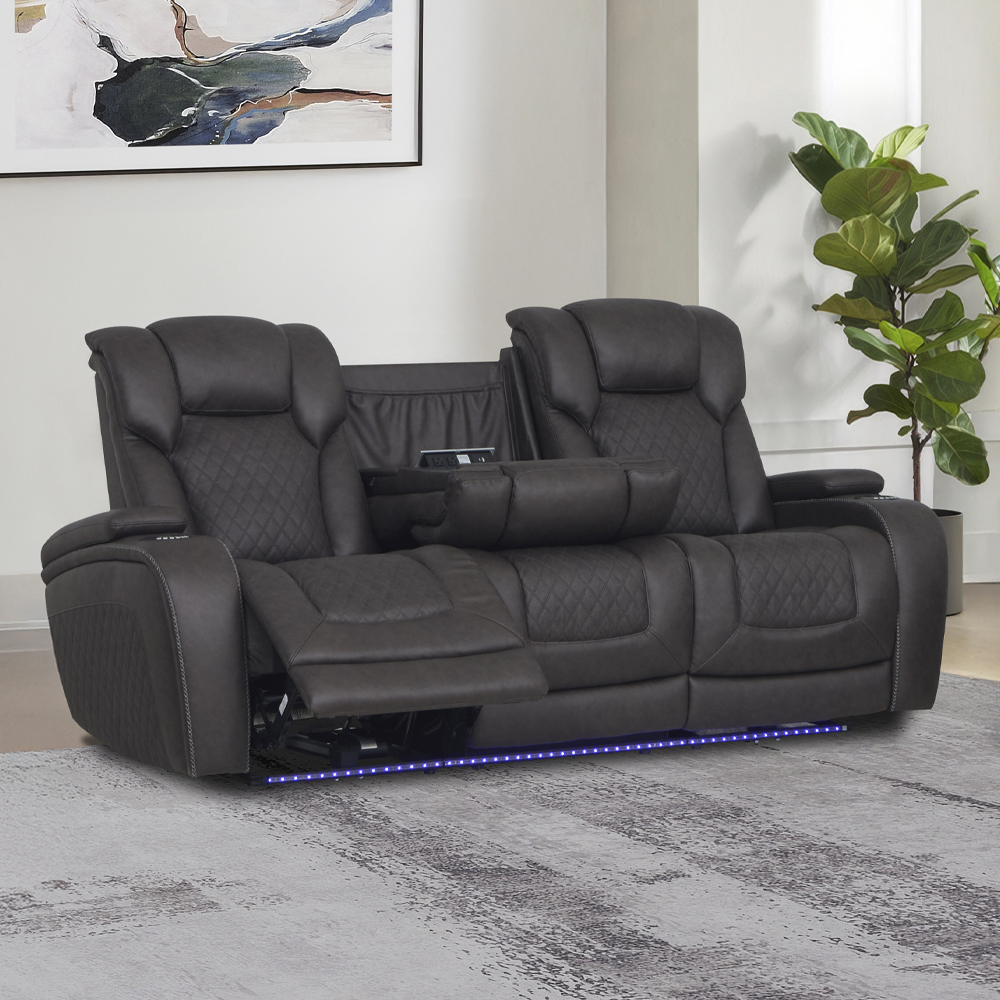 Acme Wendell Power Motion Sofa with Dropdown Table, Storage, USB & LED Model LV06220