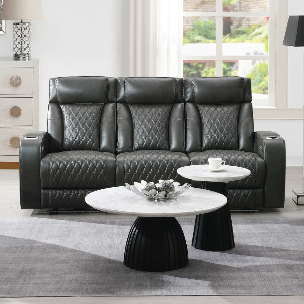 Acme Taddeo Power Motion Sofa with Power Headrest, USB, Wireless Charger, LED & Reading Light Model LV06230