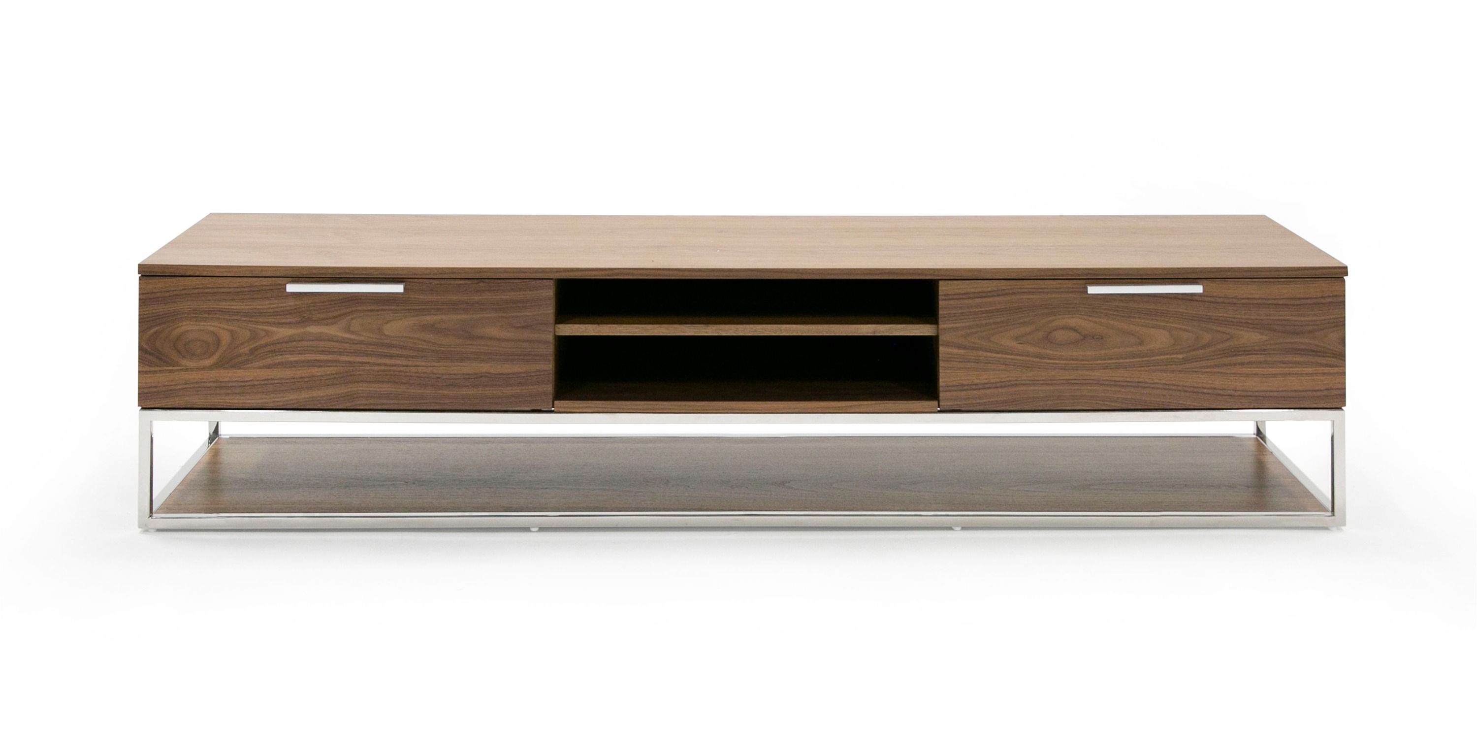 LA Furniture Heloise Modern Walnut and Stainless Steel TV Stand VGBB-MK1502-TV Contemporary Style by Vig Furnitrue Number 79833 Catch Home Goods