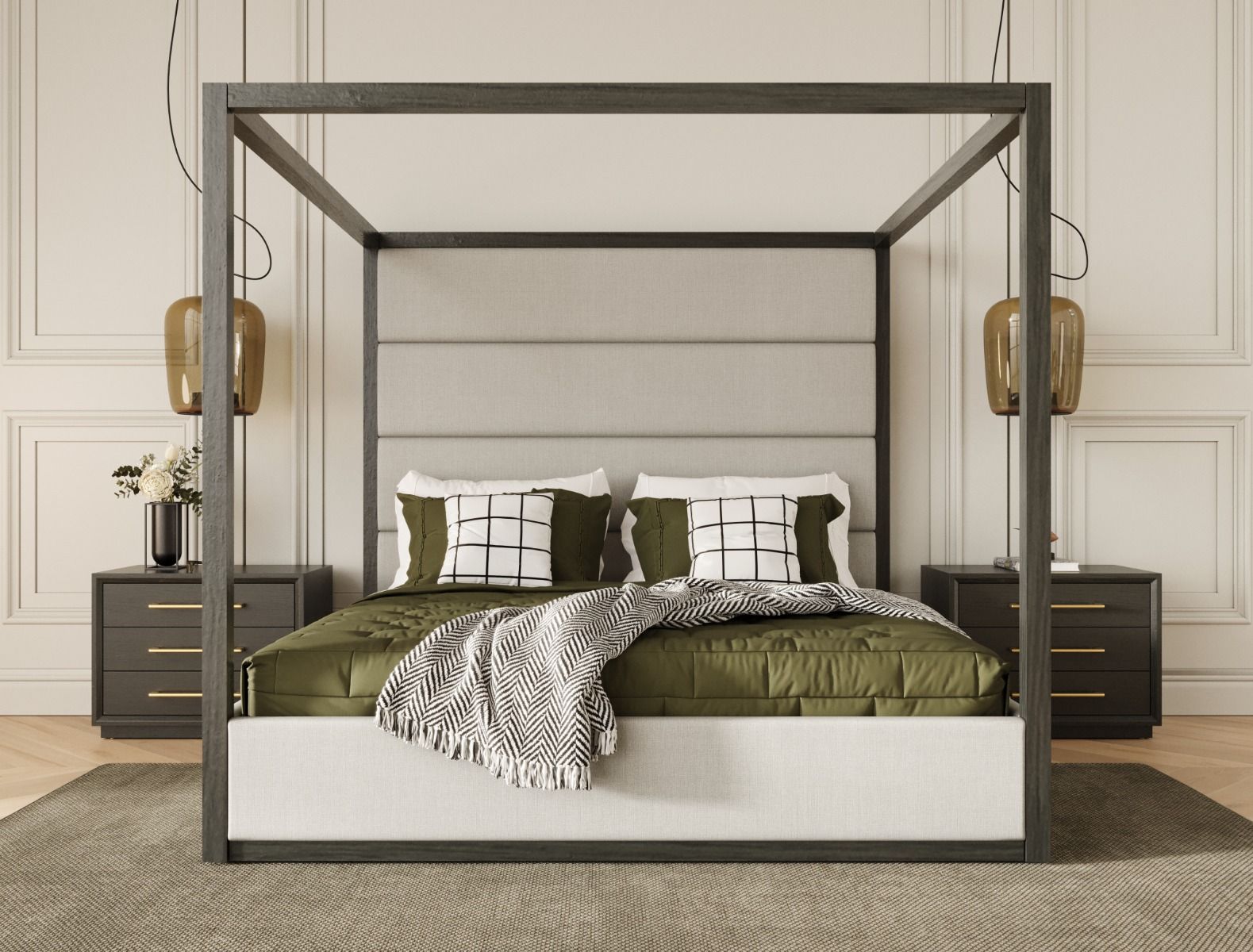 LA Furniture Manhattan Contemporary Canopy Grey Bed -eastern VGMA-BR-127-BED-EK Contemporary Style by Vig Furnitrue Number 79770 Catch Home Goods