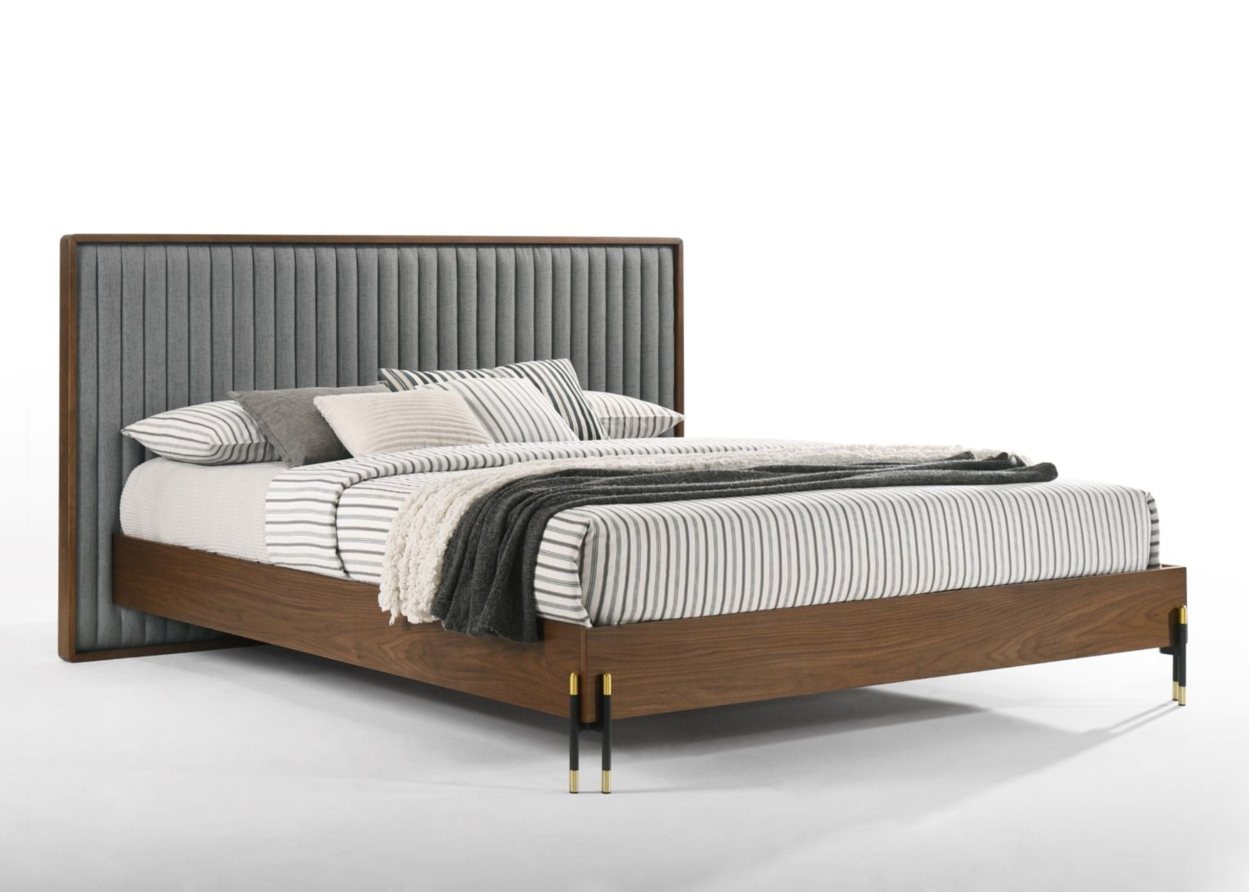 LA Furniture Metcalf Eastern King Mid-Century Walnut & Grey Bed VGMABR-120-WAL-BED-EK Contemporary Style by Vig Furnitrue Number 78675 Catch Home Goods