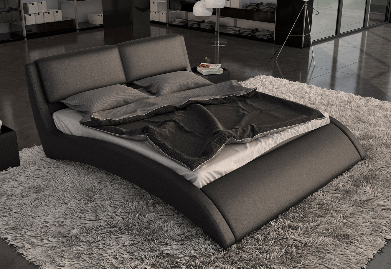 LA Furniture California King Volo Modern Eco-Leather Bed with Curves VGINVOLO-CK Contemporary Style by Vig Furnitrue Number 15718 Catch Home Goods
