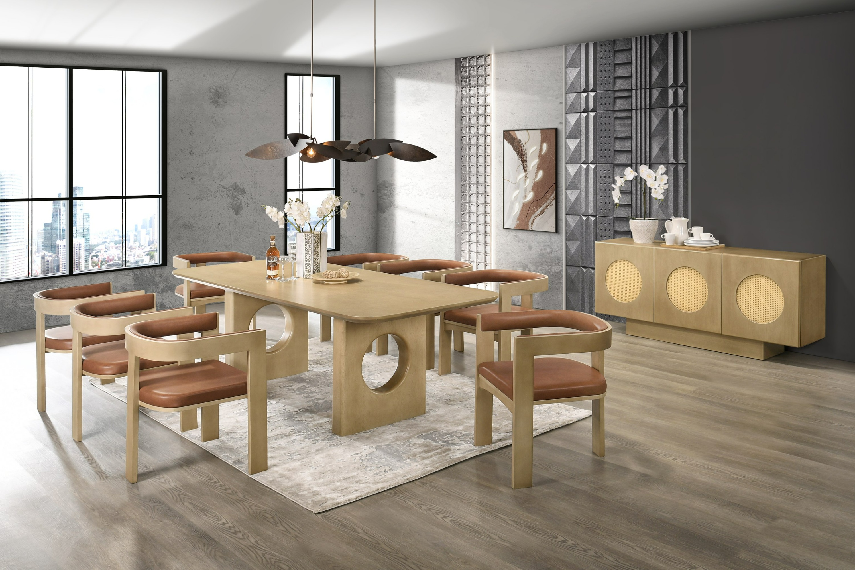 LA Furniture Oshana Modern White Oak Dining Set VGMA-MIT-5351-SET Contemporary Style by Vig Furnitrue Number 81454 Catch Home Goods